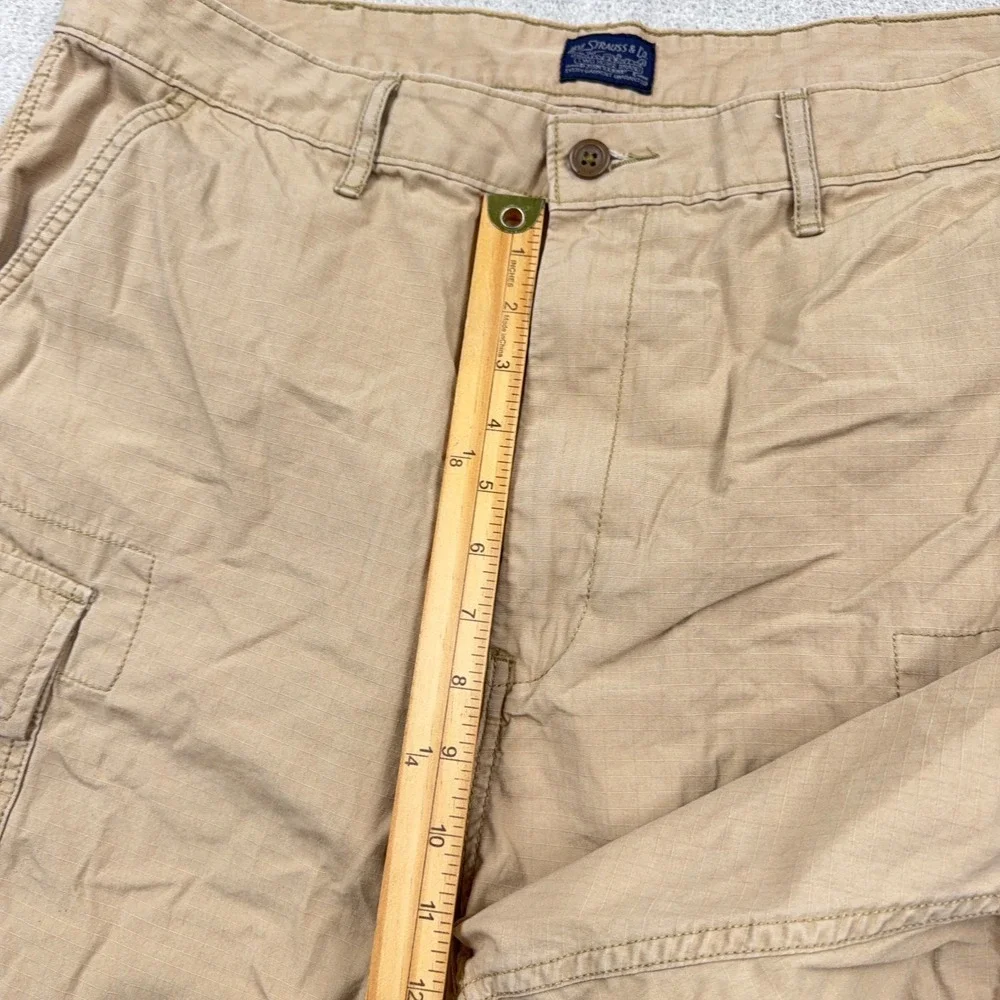 Levis Cargo Shorts Men 38 Tan Brown Rip Stop Canvas Hiking Dad Adult Utility